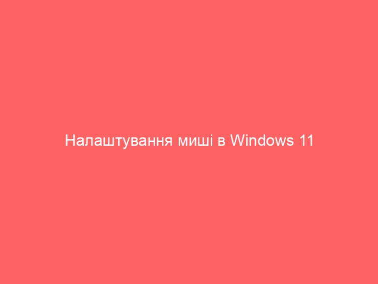 Налаштування миші в Windows 11