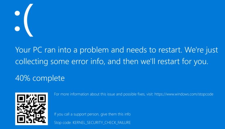 KERNEL SECURITY CHECK FAILURE — що це за помилка і як її усунути