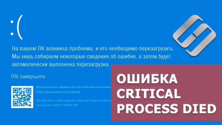 Синий экран CRITICAL PROCESS DIED в Windows 10 — причины и решение