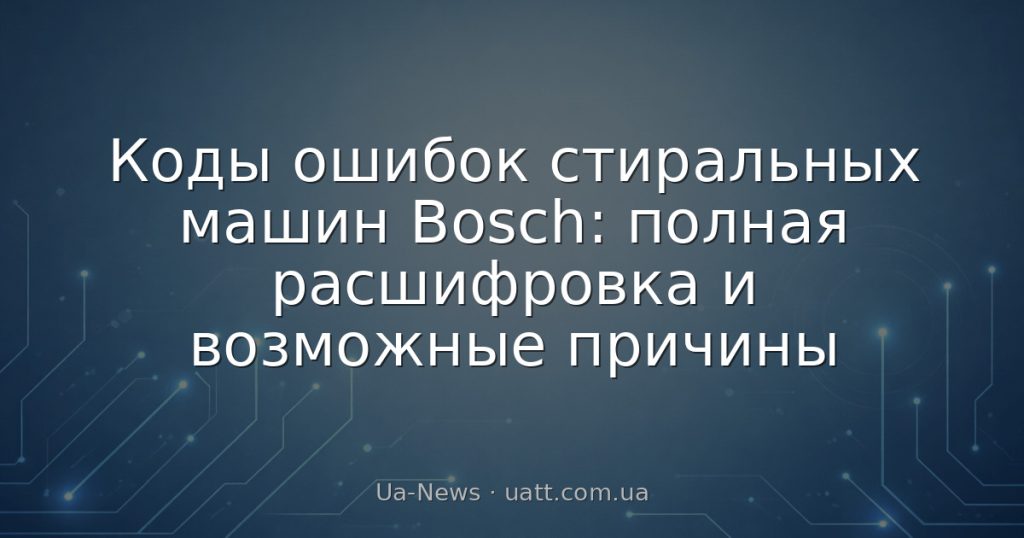 Коды ошибок стиральных машин Bosch: полная расшифровка и возможные причины
