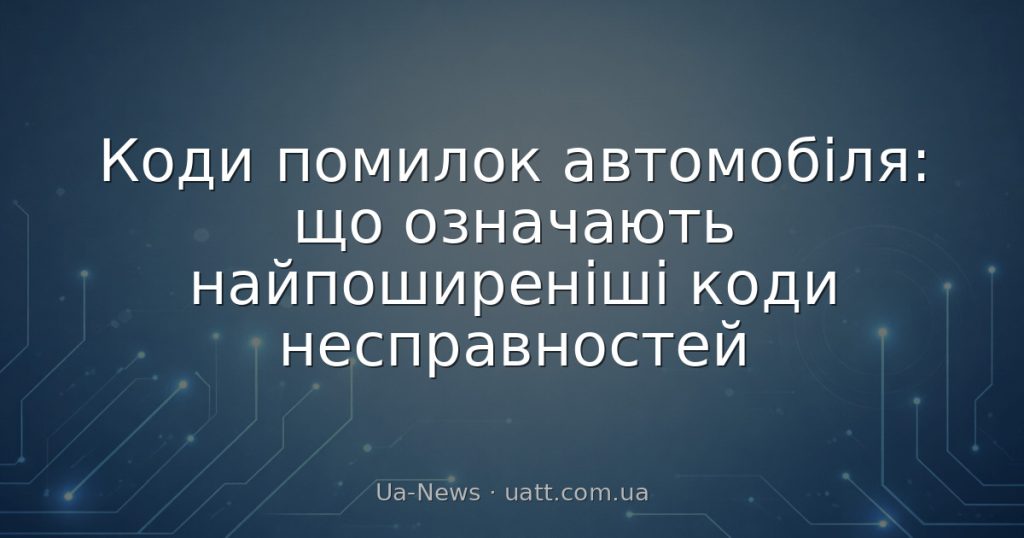 Коди помилок автомобіля: що означають найпоширеніші коди несправностей