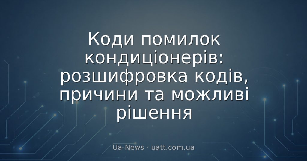Коди помилок кондиціонерів: розшифровка кодів, причини та можливі рішення