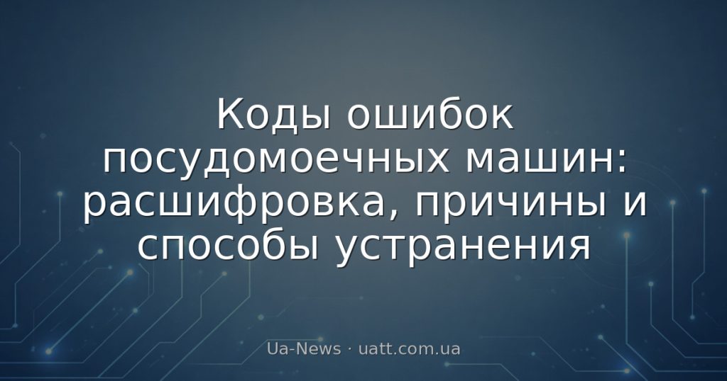 Коды ошибок посудомоечных машин: расшифровка, причины и способы устранения