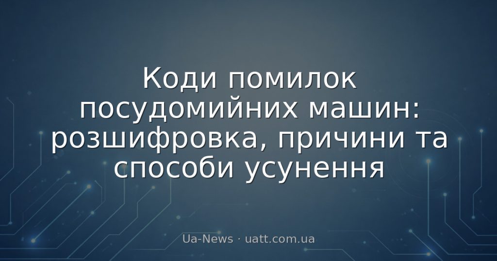 Коди помилок посудомийних машин: розшифровка, причини та способи усунення