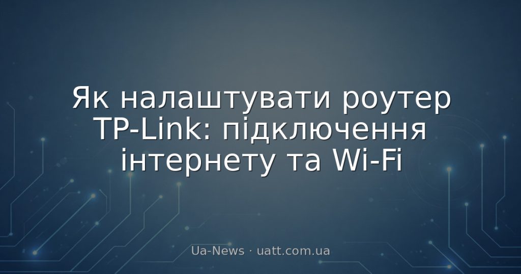 Як налаштувати роутер TP-Link: підключення інтернету та Wi-Fi